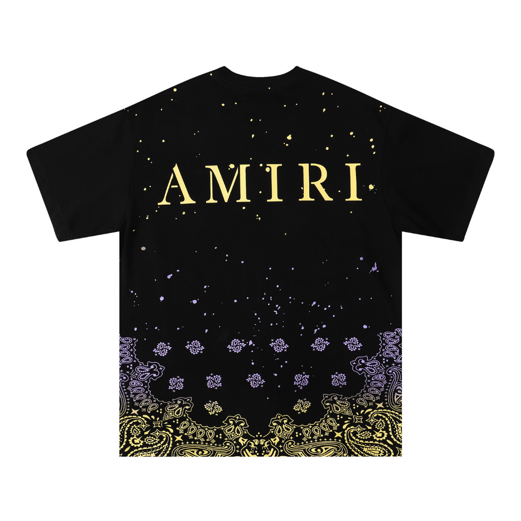 Amiri Bandana Bleichfarbe Spritzer T-Shirt Herren Baumwolle Luxus Streetwear