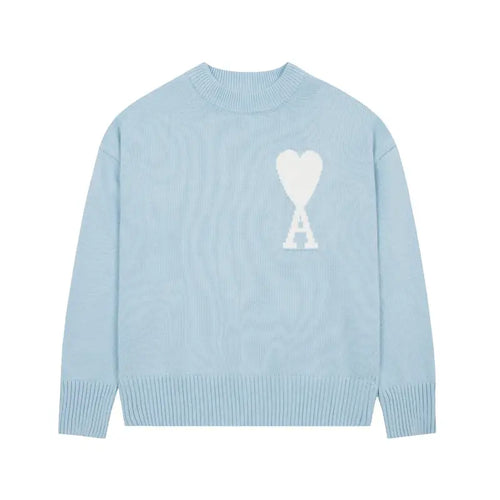AMI Paris Unisex Merinowolle Strickpullover mit Herz-Logo – Luxuriöser Komfort und Stil