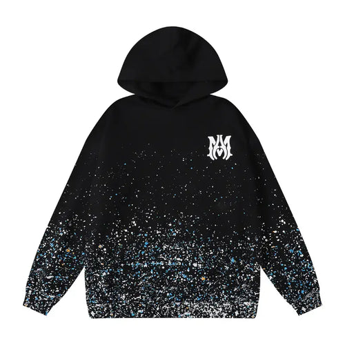 Luxuriöser Amiri Paint Splatter Kapuzenpullover: Künstlerisches Design, Premium Komfort