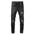 Amiri Herren Luxus Bandana Patch Jeans Schwarz – Cooler Designer Denim Slim Fit