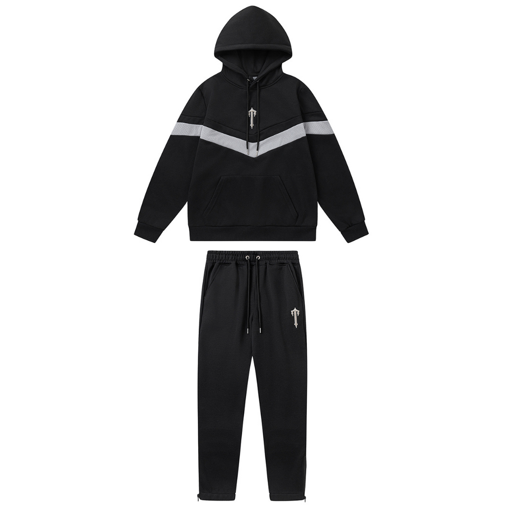 Trapstar Decoded V-Stripe Schwarzer Trainingsanzug: Stylischer Streetwear-Komfort für den Alltag