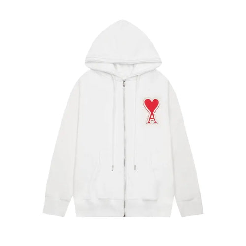 AMI Paris Unisex Jacke: Elegante Baumwoll-Sweatjacke mit Herzlogo für jeden Anlass