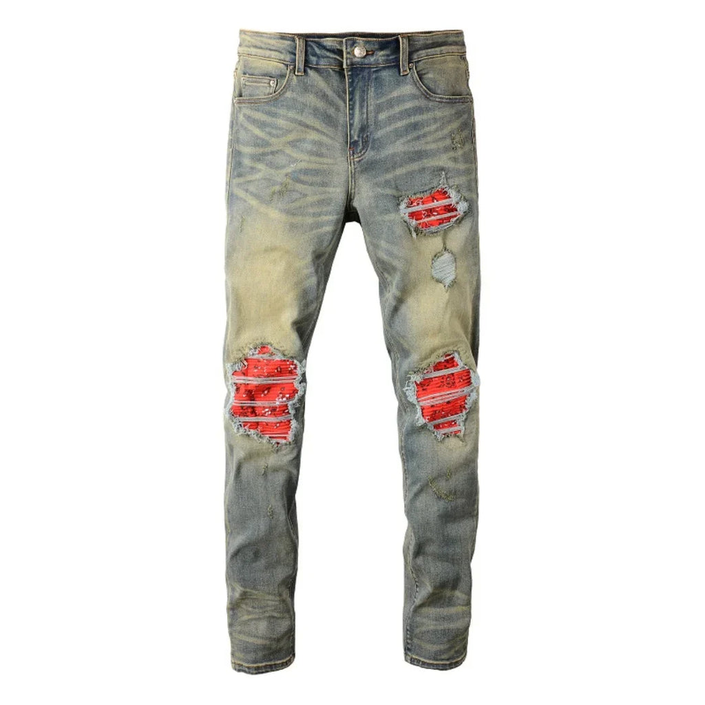Amiri Patch-Effekt Blue Jeans: Luxuriöse Designer Denim mit Rock'n'Roll Flair