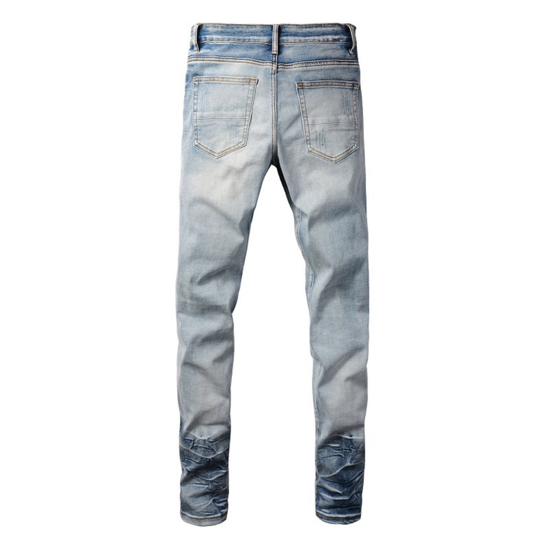 Amiri Patch Logo Jeans Herren Blau – Luxuriöse Slim Fit Designer Denim