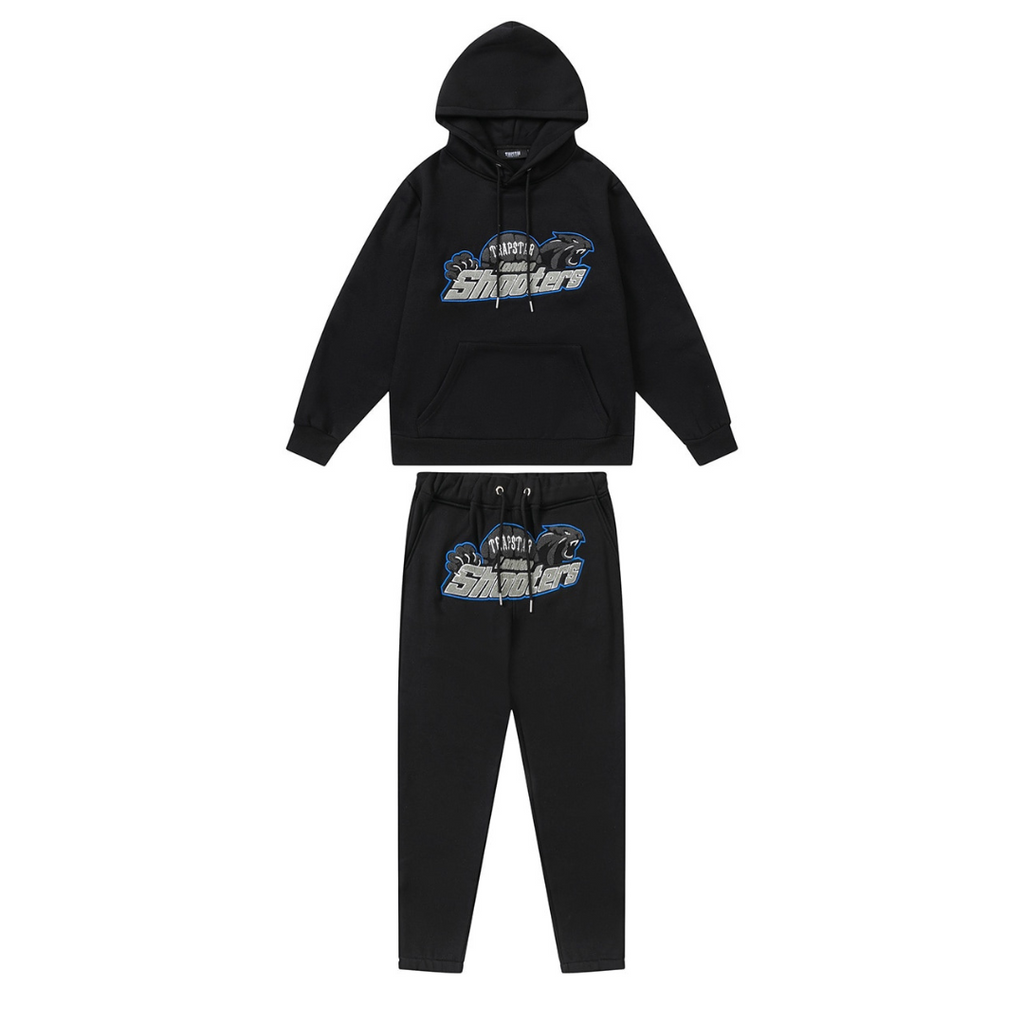 Trapstar London Shooters Schwarz-Blauer Trainingsanzug: Stylisch, Bequem, Urban Fashion Must-Have