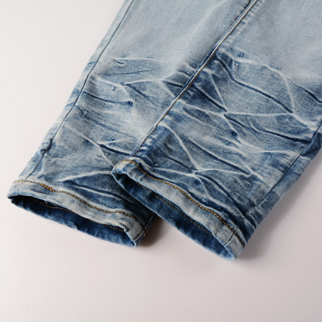 Amiri Patch Logo Jeans Herren Blau – Luxuriöse Slim Fit Designer Denim