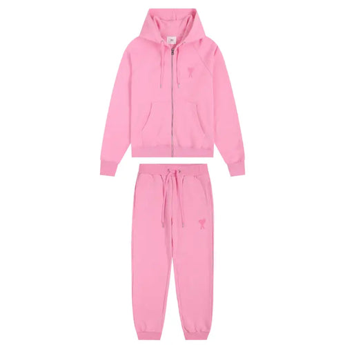 AMI Paris Luxus Trainingsanzug: Bequemer Baumwoll-Fleece Freizeit-Zweiteiler mit Herz-Logo