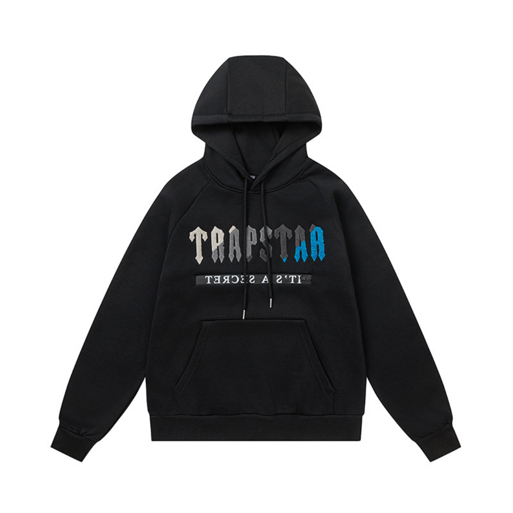 Trapstar Decoded 2.0 Kapuzen-Trainingsanzug Schwarz-Blau Streetwear Herren Set