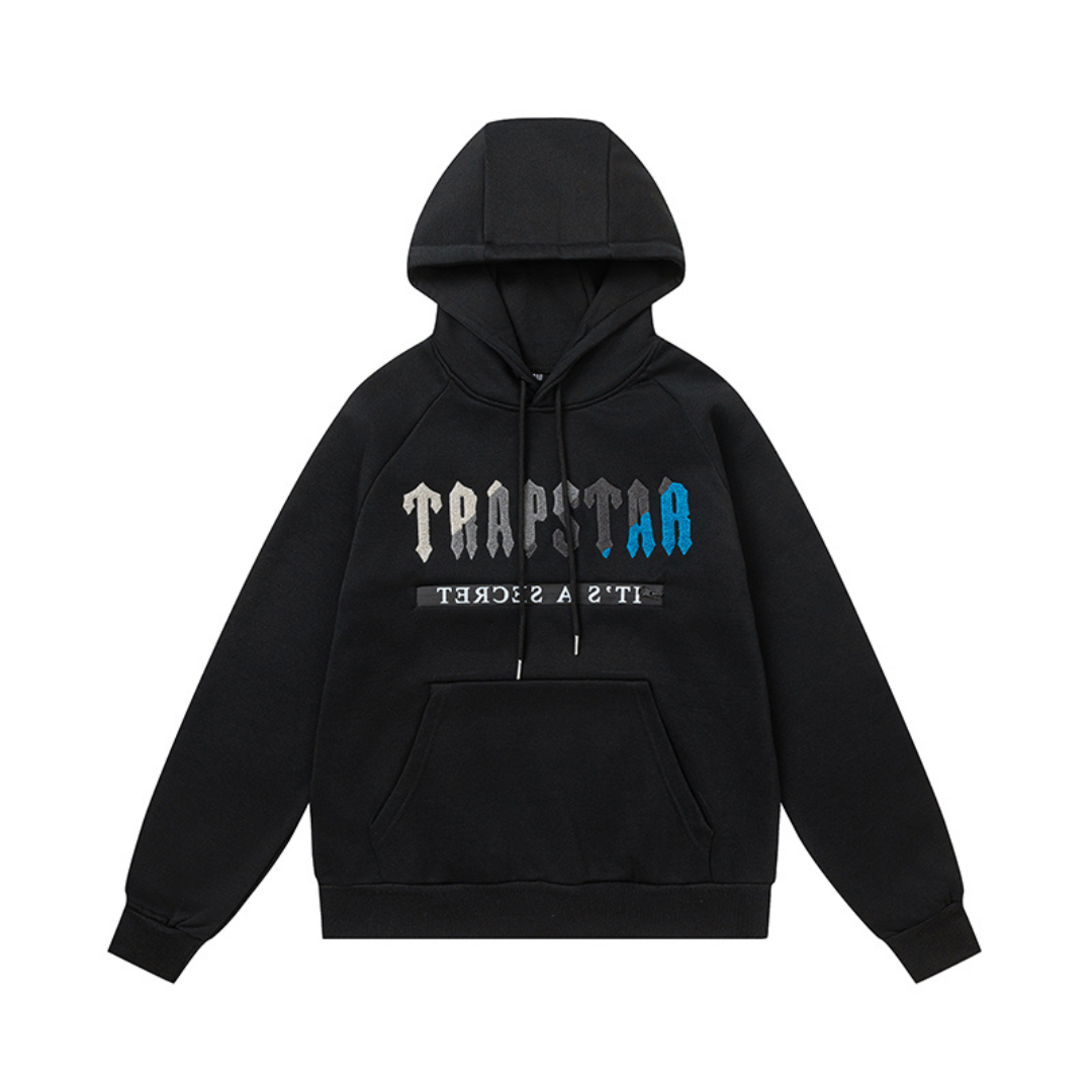 Trapstar Decoded 2.0 Kapuzen-Trainingsanzug Schwarz-Blau Streetwear Herren Set