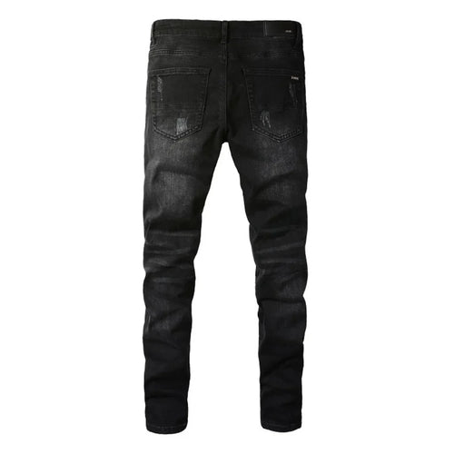 Amiri Schwarze Camo Jeans Herren Slim Fit Luxus Designer Streetwear Hose