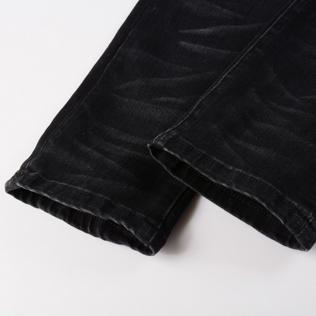 Amiri Schwarze Patch Logo Jeans Herren Designer Denim Hose Stretch Luxus Stil