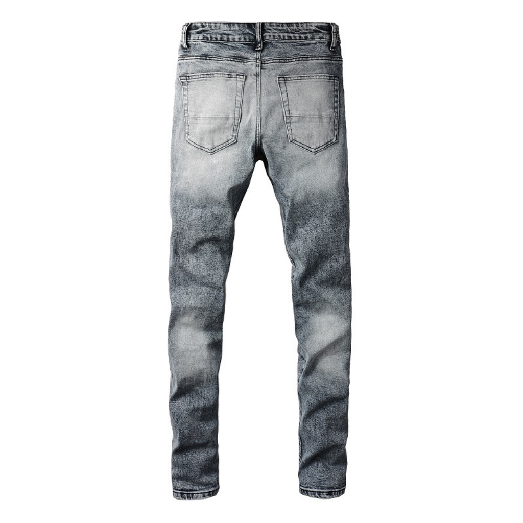 Amiri Herren Designer Jeans Schwarz Patchwork Slim Fit Rock-Style