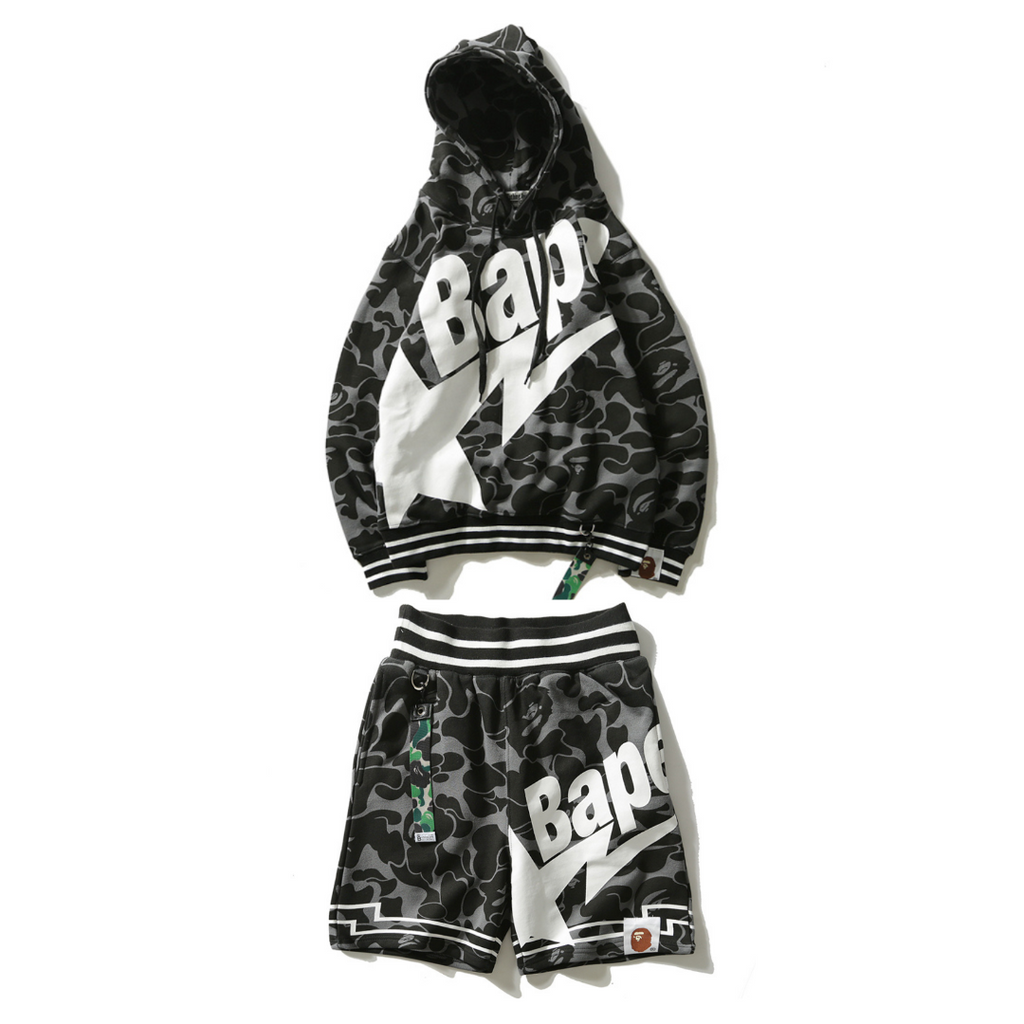 Exklusives BAPE Streetwear Set: Bequemer Hoodie & Stylische Shorts für Herren