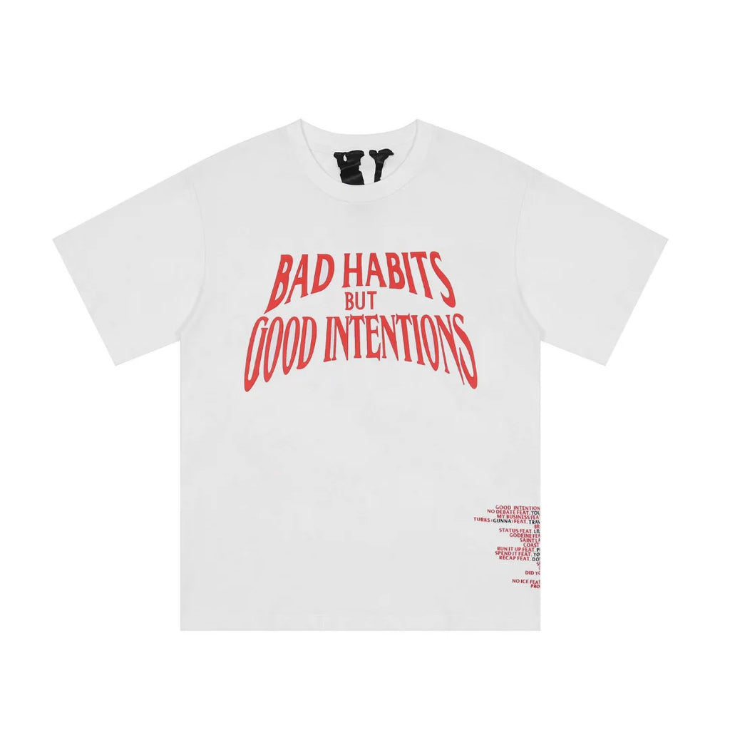 V-LONE "Bad Habits Good Intentions" Statement Streetwear T-Shirt Schwarz Herren