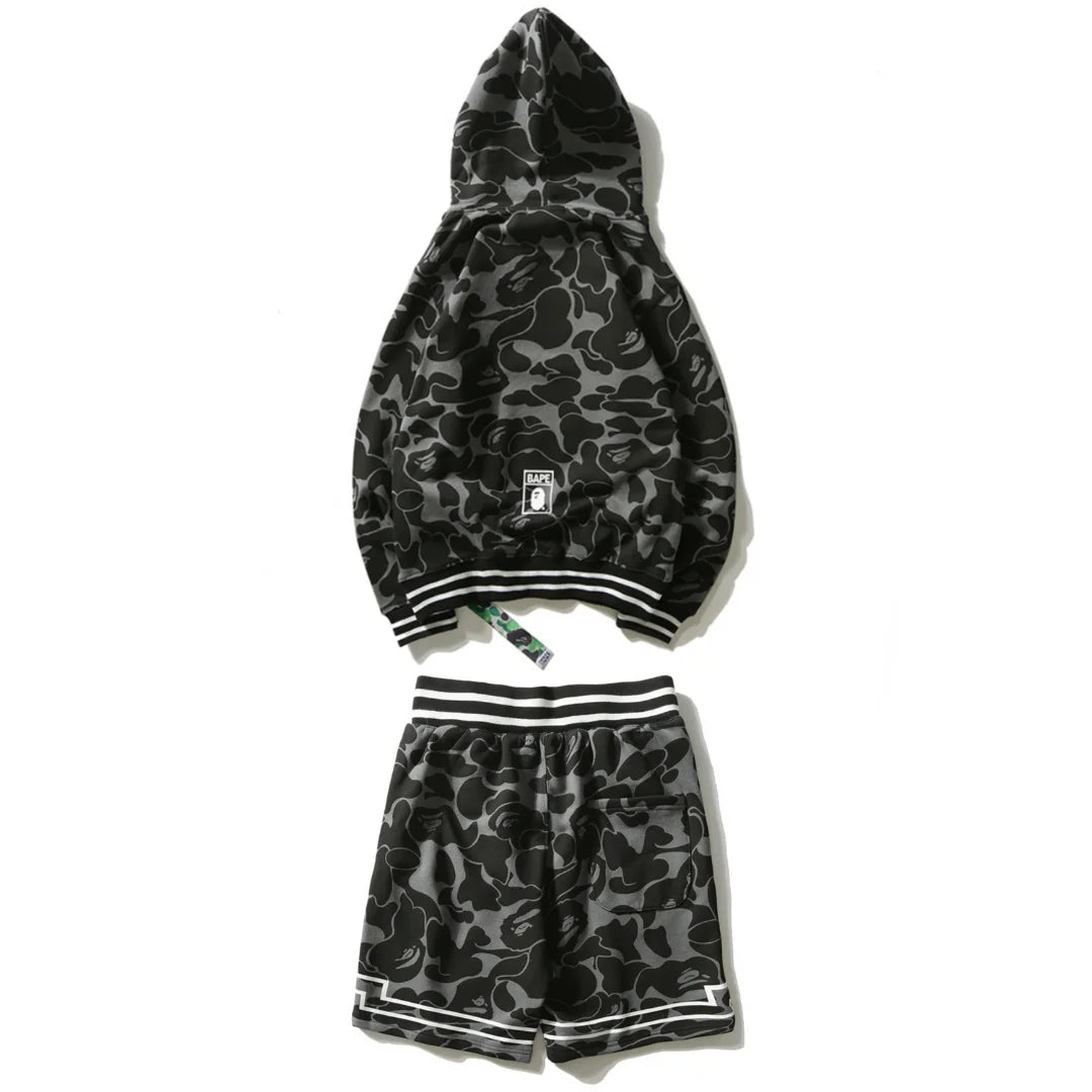 Exklusives BAPE Streetwear Set: Bequemer Hoodie & Stylische Shorts für Herren