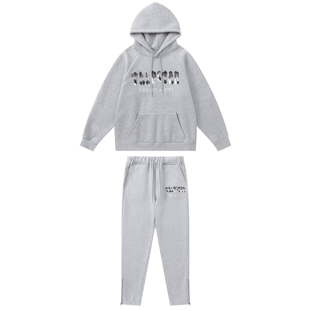 Trapstar Decoded Grauer Trainingsanzug: Luxuriöser Streetwear-Stil für Herren, Bequem & Trendy