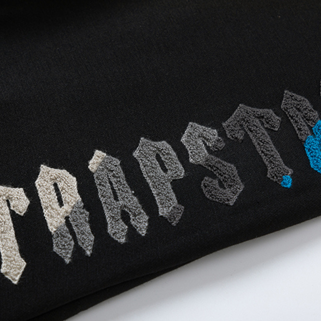 Trapstar Decoded 2.0 Kapuzen-Trainingsanzug Schwarz-Blau Streetwear Herren Set