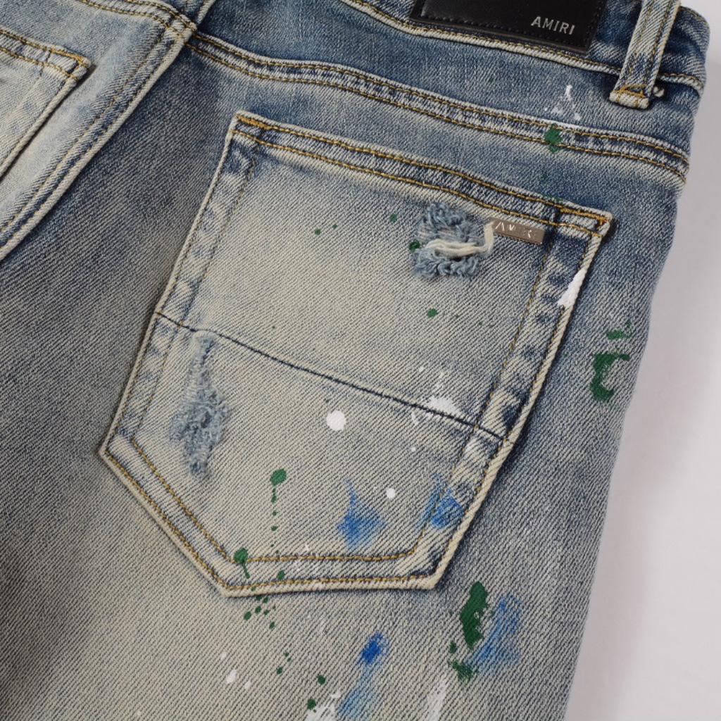 Amiri Distressed Blue Jeans Herren – Luxuriöse Designer Denim mit Rock'n'Roll Flair