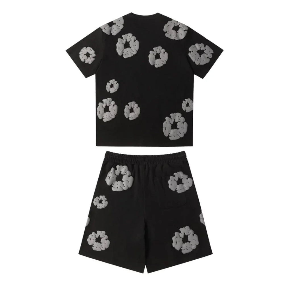 Denim Tears Schwarz-Graues Baumwoll-Shorts-Set für Herren – Stylisch & Bequem