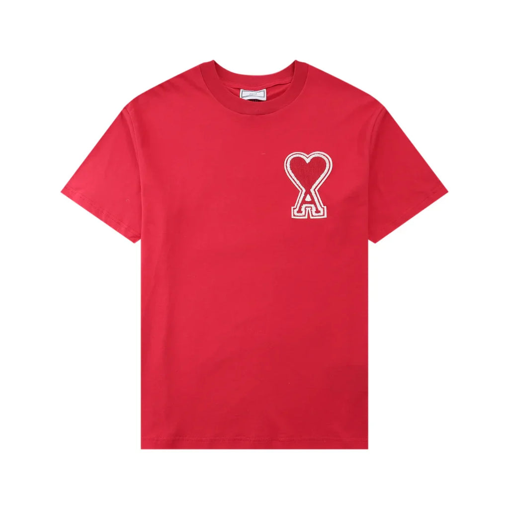 AMI Paris Unisex Baumwoll-T-Shirt mit Herz-Logo-Stickerei – Elegant und Zeitlos