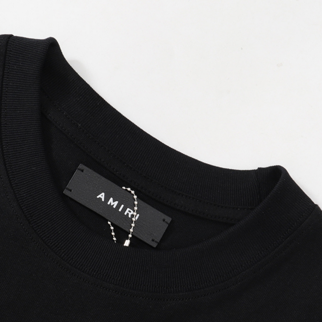 Amiri Designer Logo T-Shirt Herren Schwarz Baumwolle Luxus Streetwear Kurzarm