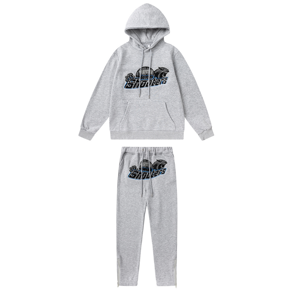 Trapstar Shooters 2.0 Kapuzen-Trainingsanzug Grau-Blau – Stylischer Athleisure Set