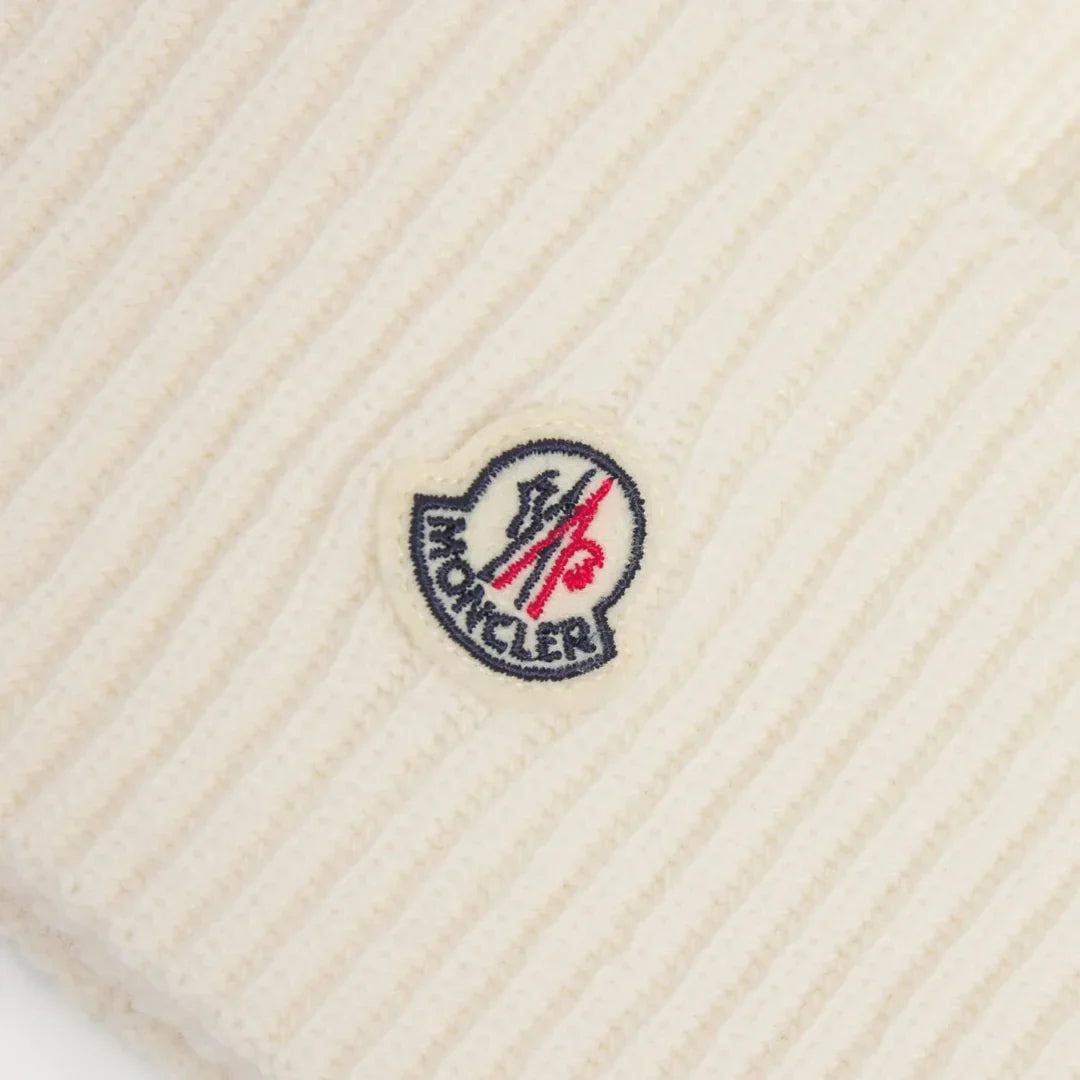Moncler Luxuriöser Beiger Wollmützen-Hut für Winter Wärme & Stil