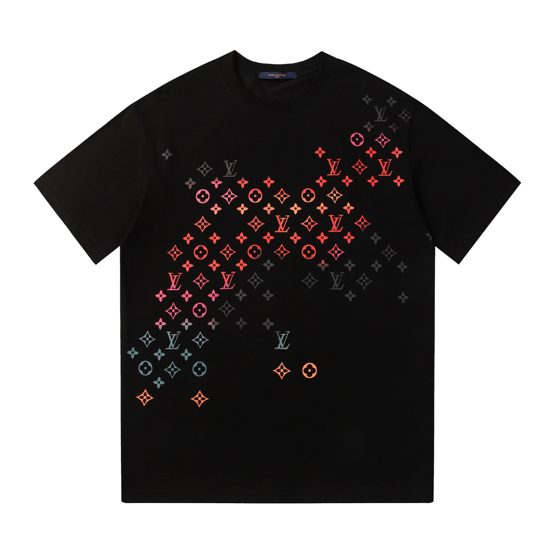 Exklusives Louis Vuitton Baumwoll T-Shirt, ikonisches Monogramm, stilvoll, bequem, Kurzarm