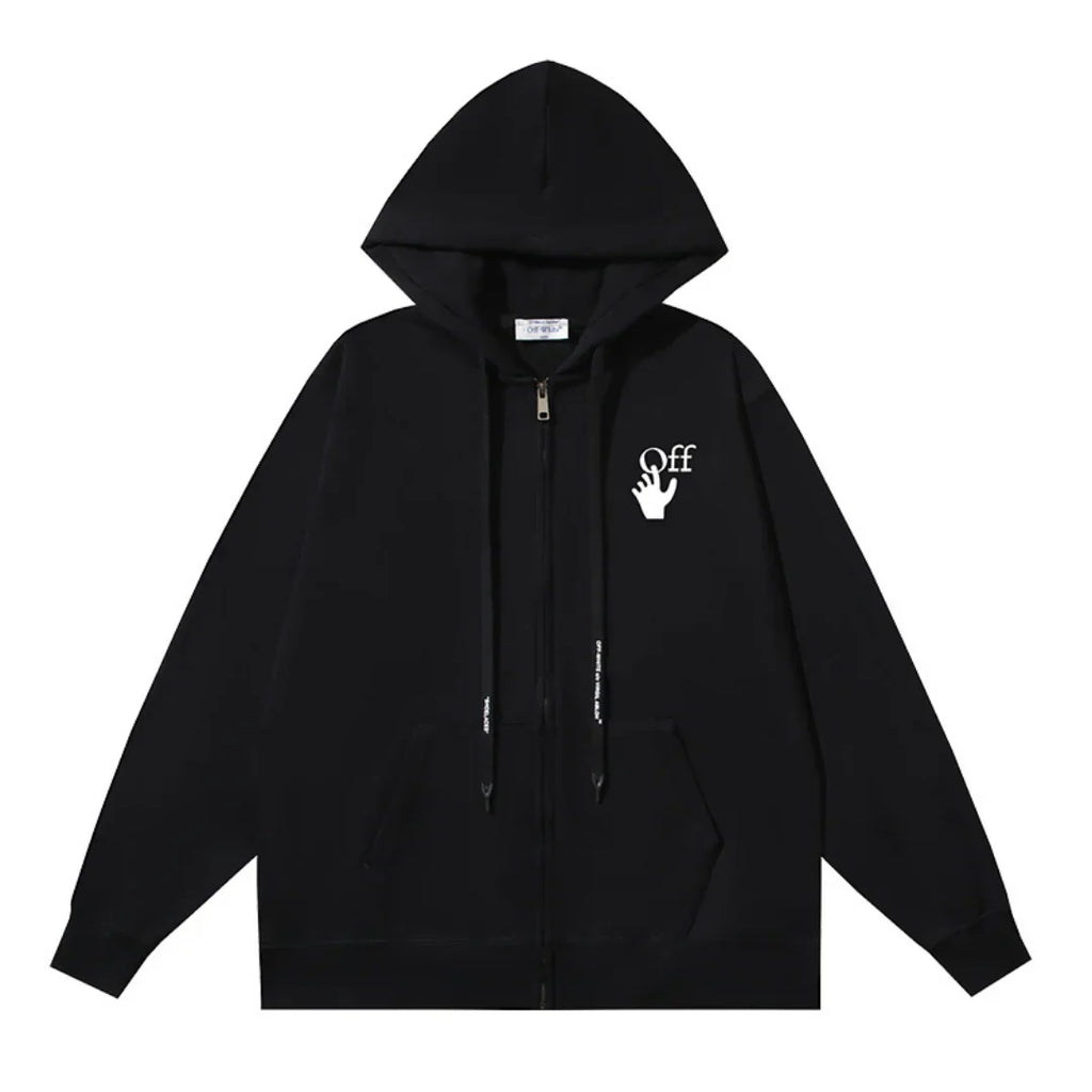 Off-White Luxus Streetwear Hoodie mit Monogramm Grafikdruck Schwarz Bequem
