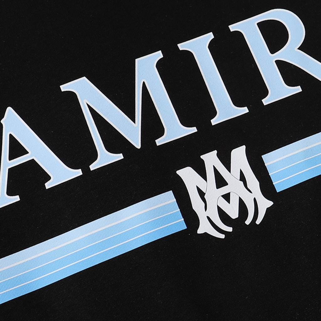 Amiri Luxus Logo Bar Baumwoll-T-Shirt – Premium Kurzarm Herren-Stil