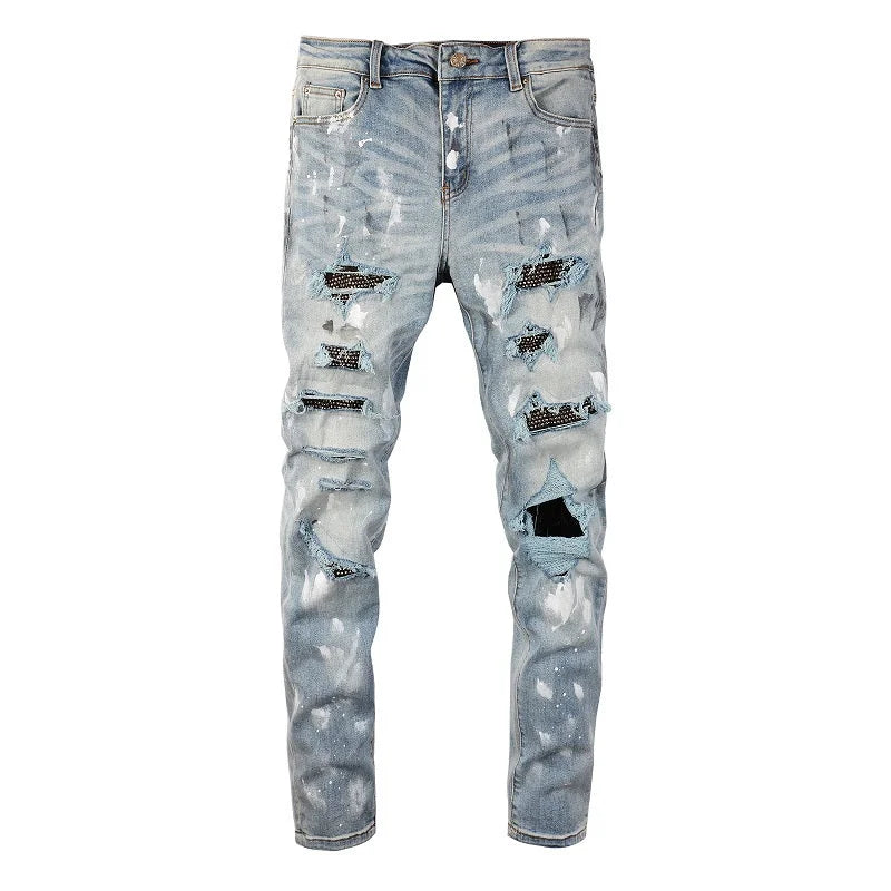 Amiri Schwarze Diamant Designer Jeans – Luxuriöser Slim Fit Stretch Denim