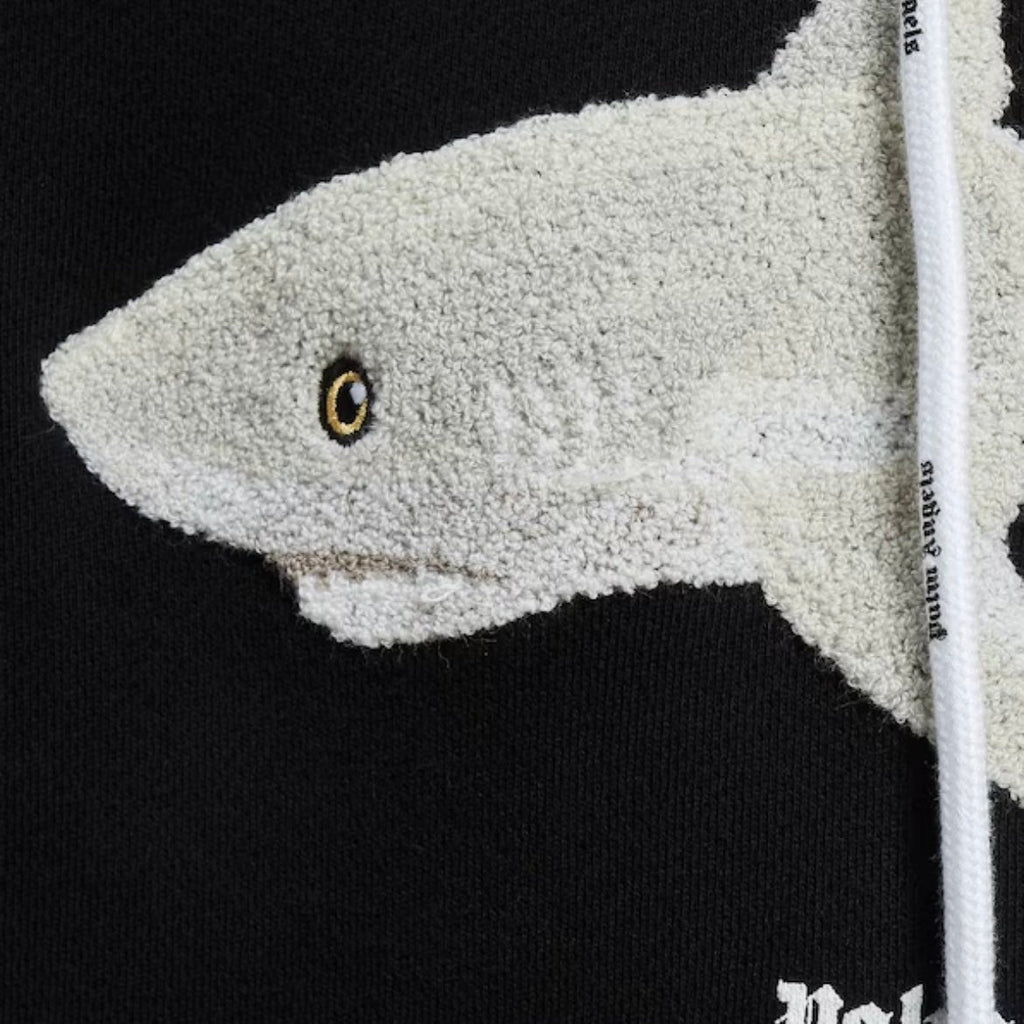 Palm Angels Hai Hoodie: Luxuriöser Unisex Streetwear Pullover aus Baumwolle, Schwarz/Weiß