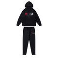 Trapstar Chenille Decoded Trainingsanzug: Schwarz-Rot, Weich, Stylisch für Urban Streetwear