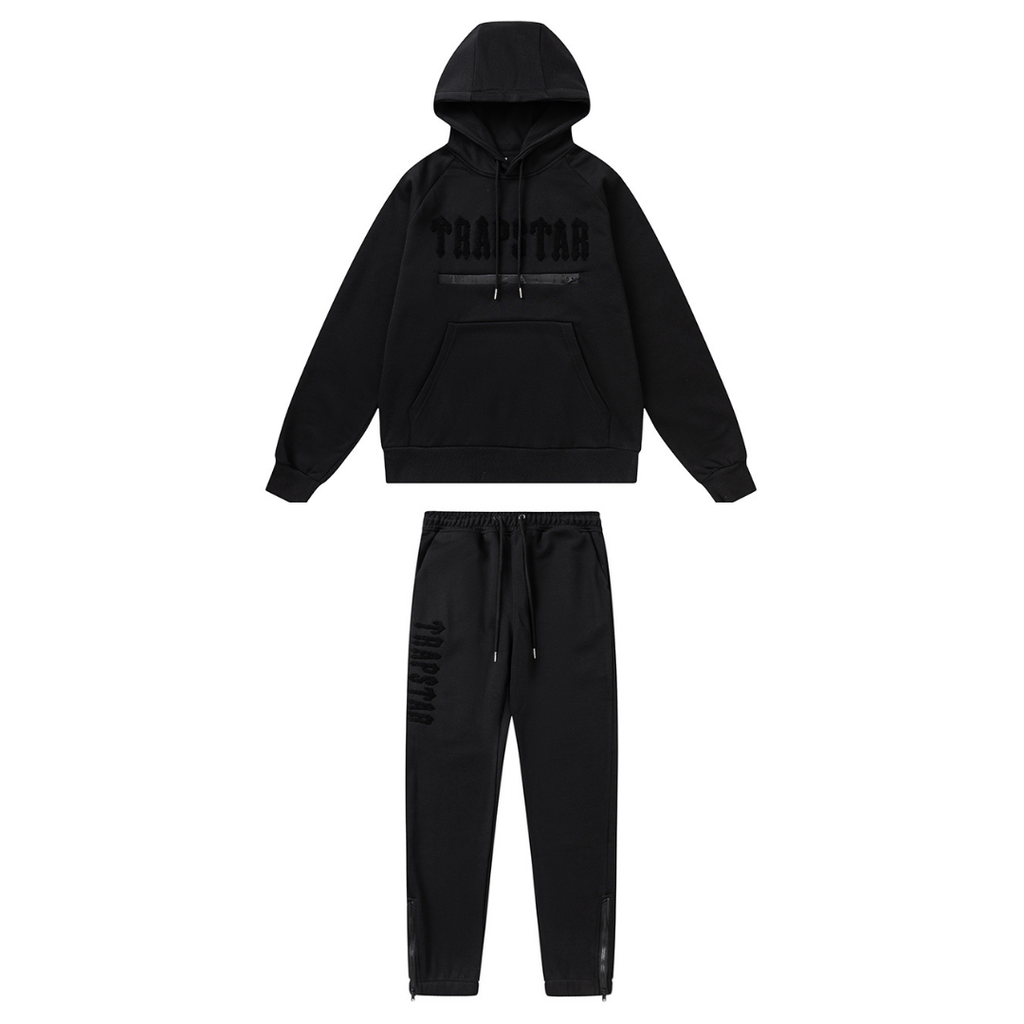 Trapstar Decoded 2.0 Kapuzen-Trainingsanzug Dreifach Schwarz – Stilvoller Streetwear Freizeitanzug