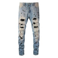 Exklusive Amiri Diamond Blue Jeans Herren, Designer Slim Fit Denim Hose