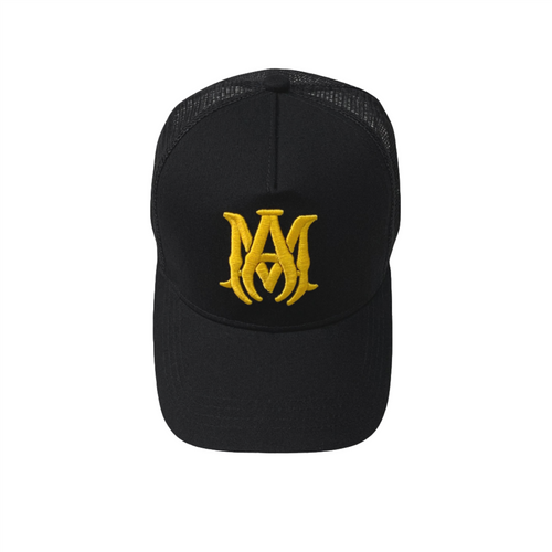 Exklusive Amiri Snapback Kappe Rock & Roll Streetstyle Design Schwarz Gelb