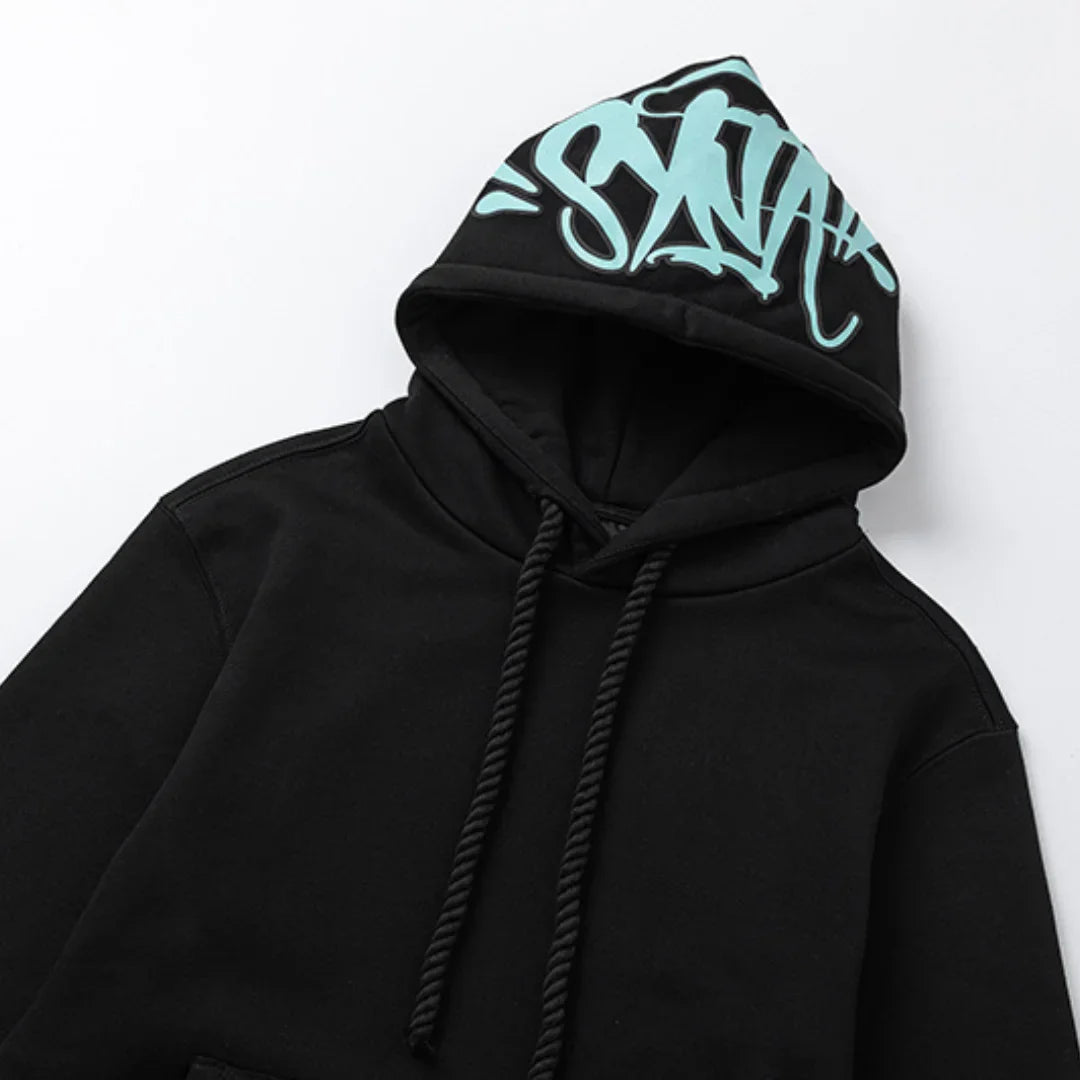 Syna World Stylischer Schwarz-Blauer Trainingsanzug: Bequem, Modern & Urban