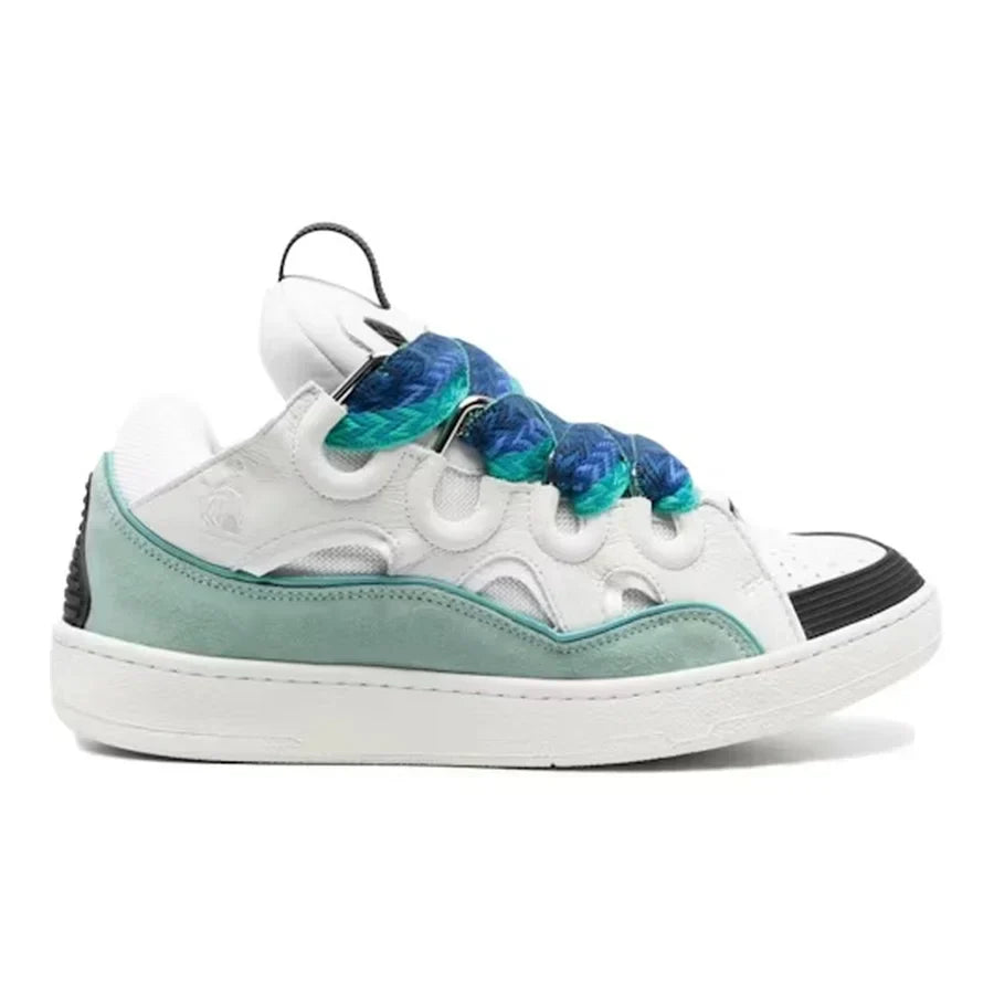 Lanvin Curb Trainer Weiß Blau Leder – Edler Low-Top Unisex Sneaker