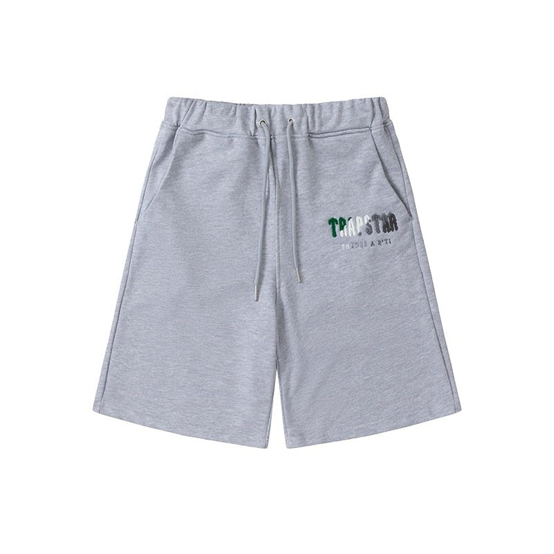 Trapstar Decoded Chenille Shorts Set Grau Grün Herren Streetwear Outfit