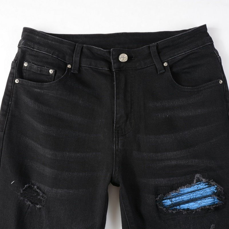 Amiri Herren Luxus Jeans: Blauer Farbverlauf, Schwarz, Slim Fit
