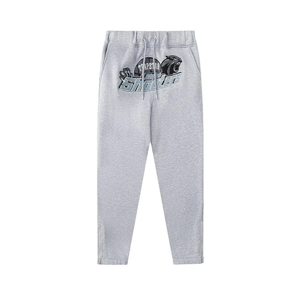 London Shooters Grauer Weißer Streetwear Jogginganzug – Bequem, Stylisch, Langlebig