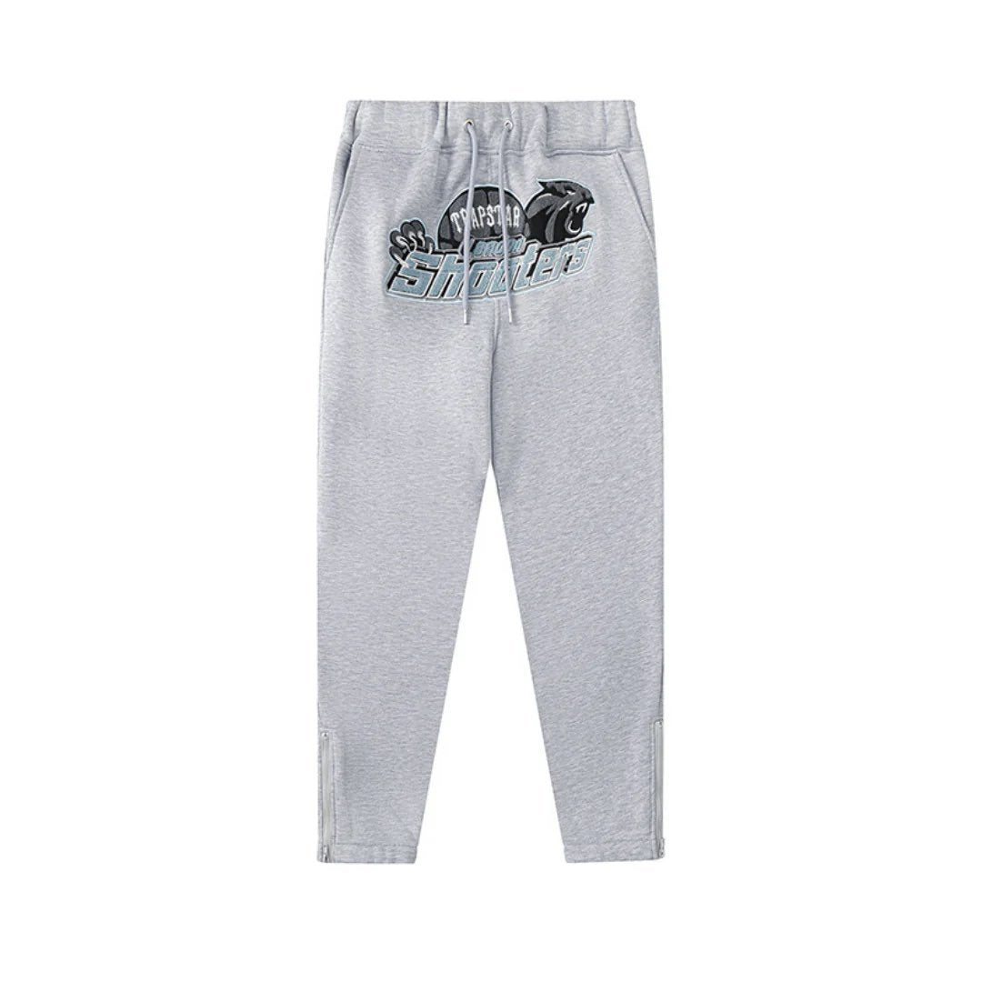 London Shooters Grauer Weißer Streetwear Jogginganzug – Bequem, Stylisch, Langlebig