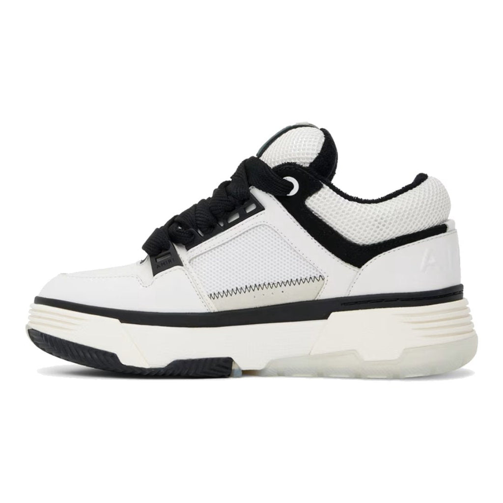 Amiri MA-1 Luxus-Sneaker Weiß Schwarz Leder Chenille Skater-Stil High-End