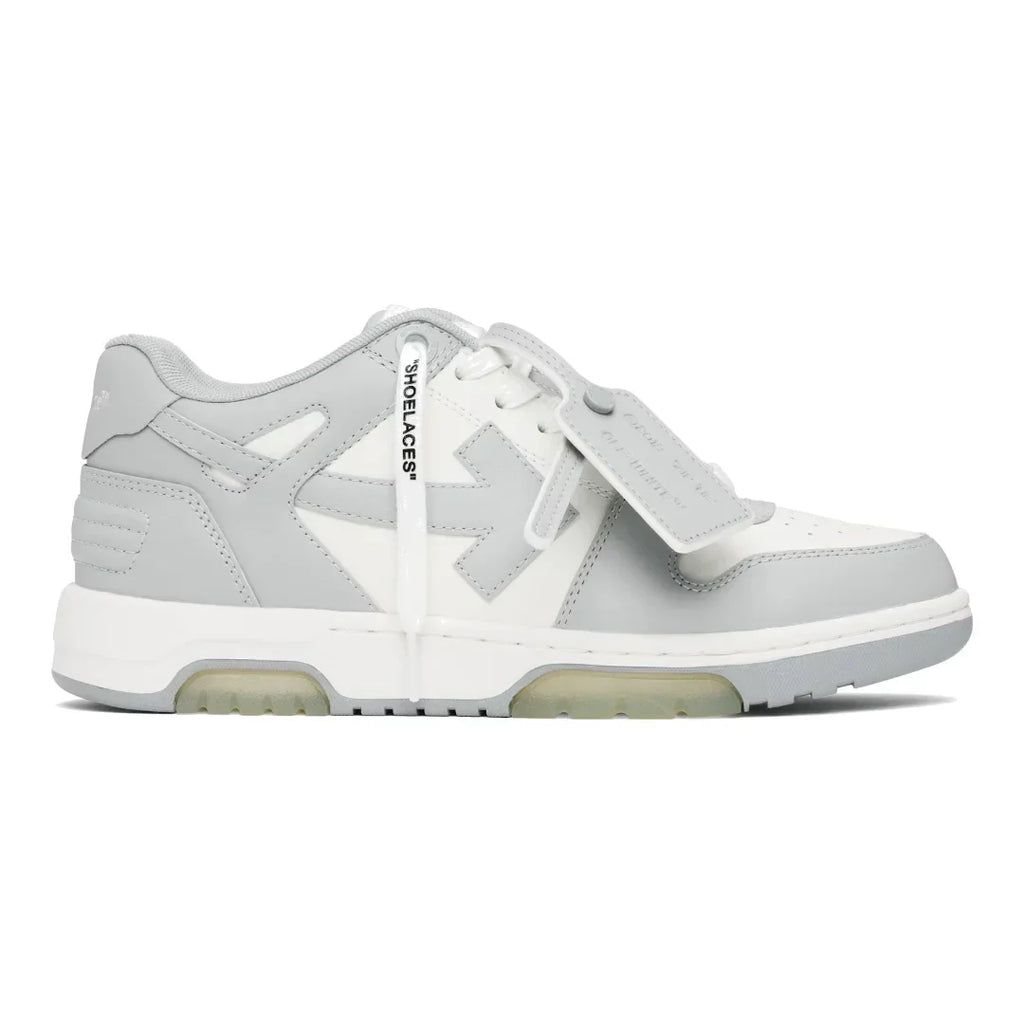 OFF-WHITE Out Of Office Sneakers: Stylische Weiß-Graue Leder Freizeitschuhe