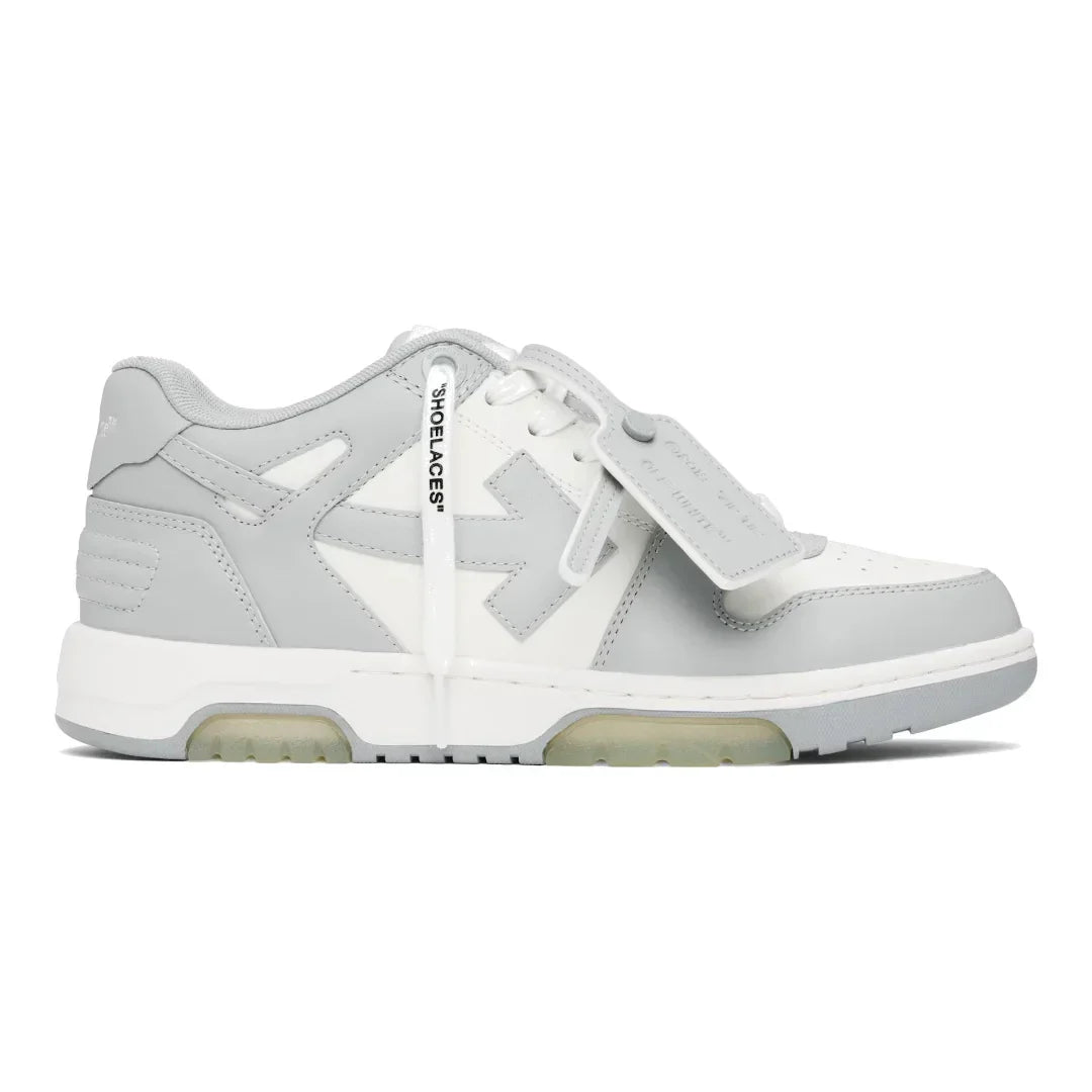 OFF-WHITE Out Of Office Sneakers: Stylische Weiß-Graue Leder Freizeitschuhe