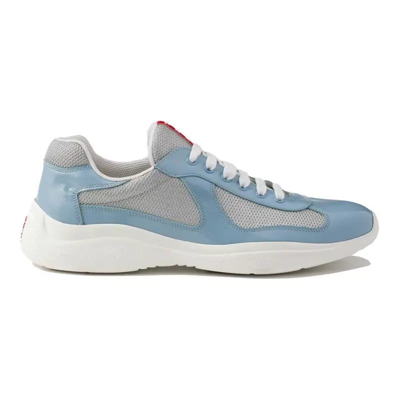 Prada America's Cup Silver Celeste Luxus Sneaker – Zeitloser Stil für Herren